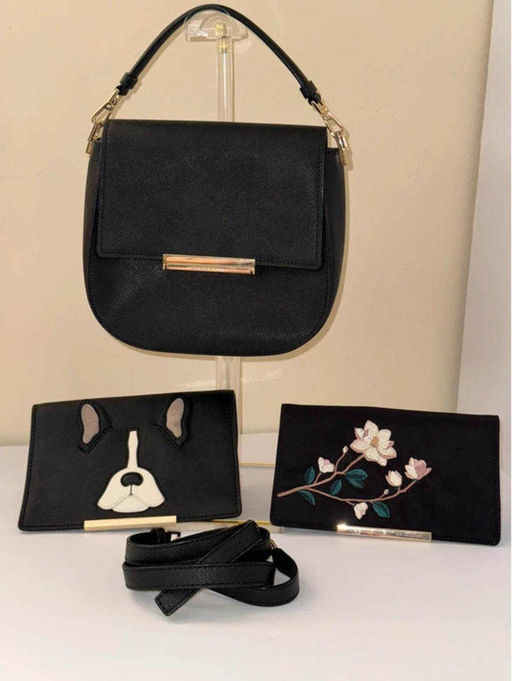 Kate Spade Make It Mine Byrdie Black Bag + 2 Interchangeable Flaps Strap